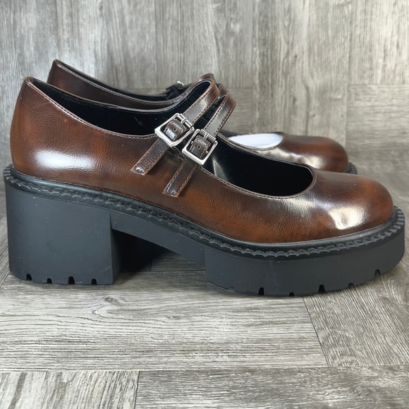 Madden Girl Shoes - Madden Girl Mary Jane Shoes Womens 9.5 Brown Like New Platform Lug Sole Chunky